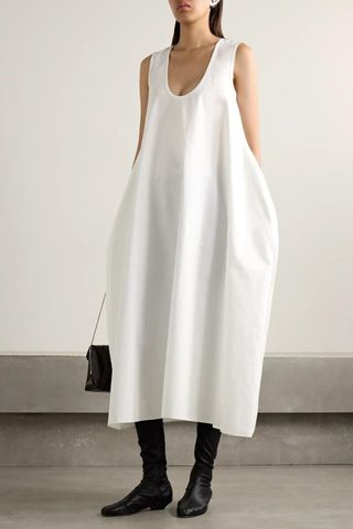 Khaite Coli cotton-poplin midi dress in White