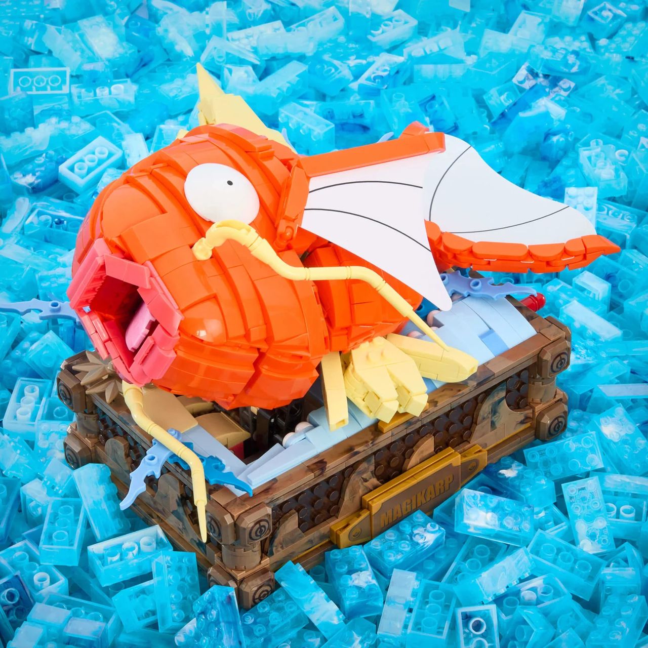 Mega Magicarp set on a wave of blue bricks
