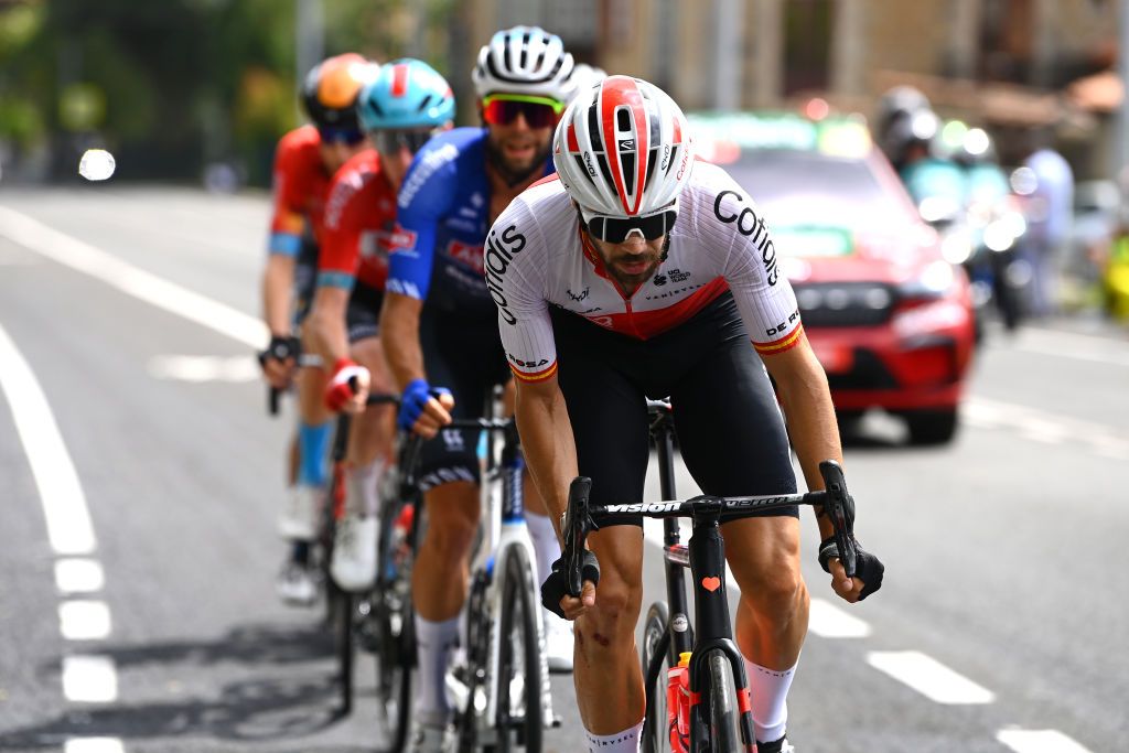 CISTIERNA SPAIN AUGUST 26 LR Jimmy Janssens of Belgium and Team AlpecinDeceuninck and Jess Herrada Lopez of Spain and Team Cofidis lead the breakaway during the 77th Tour of Spain 2022 Stage 7 a 190km stage from Camargo to Cistierna LaVuelta22 WorldTour on August 26 2022 in Cistierna Spain Photo by Tim de WaeleGetty Images