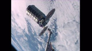 An Orbital ATK Cygnus cargo ship departs the International Space Station on Nov. 21, 2016 in this video from a station camera.