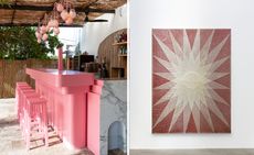 Gathering Ibiza gallery, with pink bar and artwork