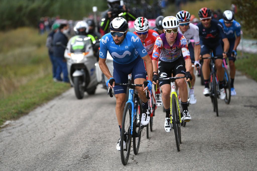 TORTORETO ITALY OCTOBER 13 Dario Cataldo of Italy and Movistar Team Simon Clarke of Australia and Team EF Pro Cycling Breakaway during the 103rd Giro dItalia 2020 Stage 10 a 177km stage from Lanciano to Tortoreto girodiitalia Giro on October 13 2020 in Tortoreto Italy Photo by Tim de WaeleGetty Images