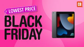 iPad 9th gen on a pink background with text that says lowest price Black Friday