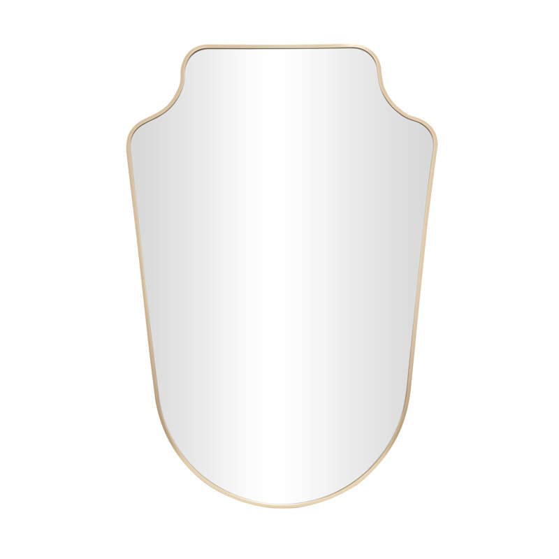 Latitude Run&amp;reg; Cole and Grey Aluminum Metal Arched Gold Room Wall Mirror With Thin Frame | Wayfair