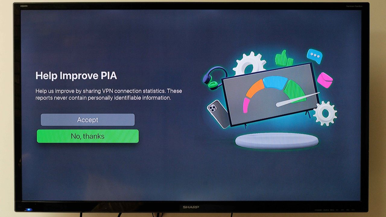 Private Internet Access app running on an Apple TV