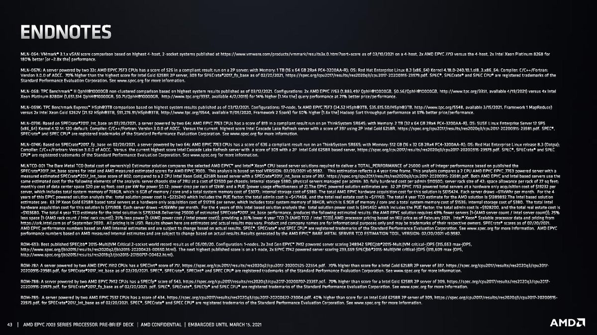 AMD EPYC Milan Footnotes