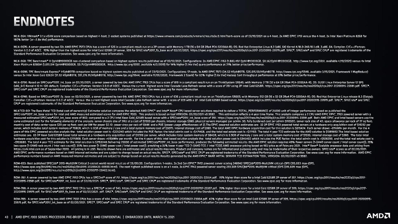 AMD EPYC Milan Footnotes