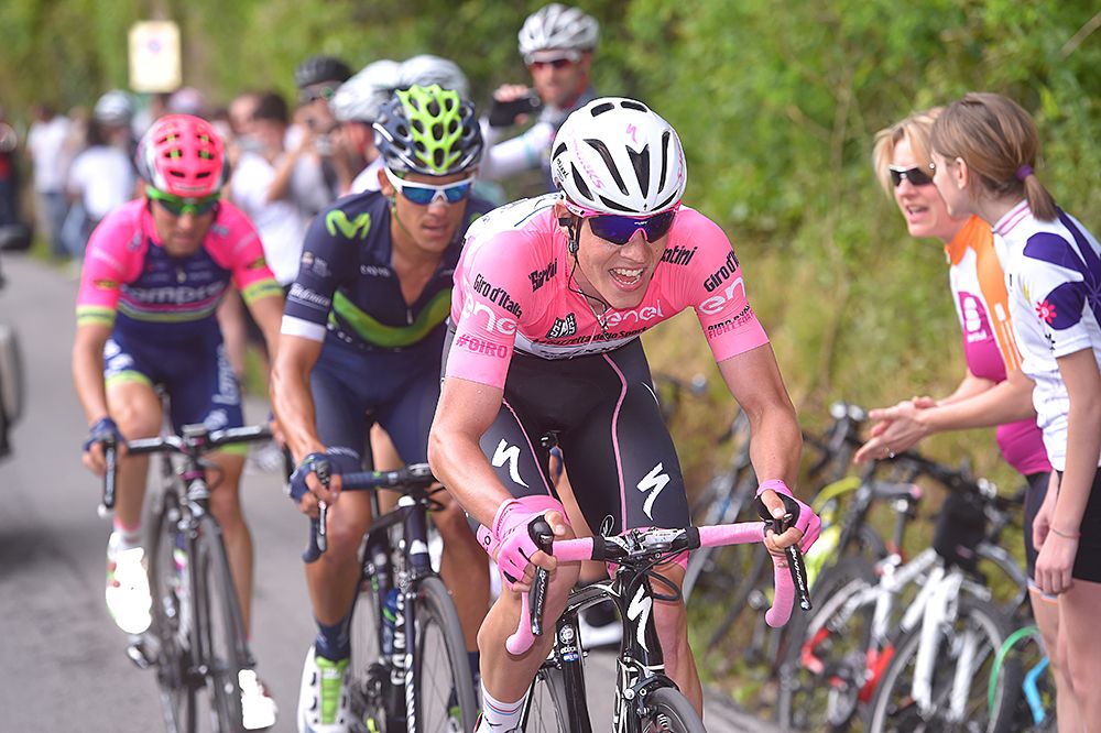 Bob Jungels (Etixx-QuickStep) pushes the pace to try and increase his lead in the overall GC