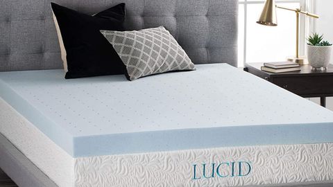 Lucid Gel Memory Foam Mattress Topper on top of a Lucid mattress