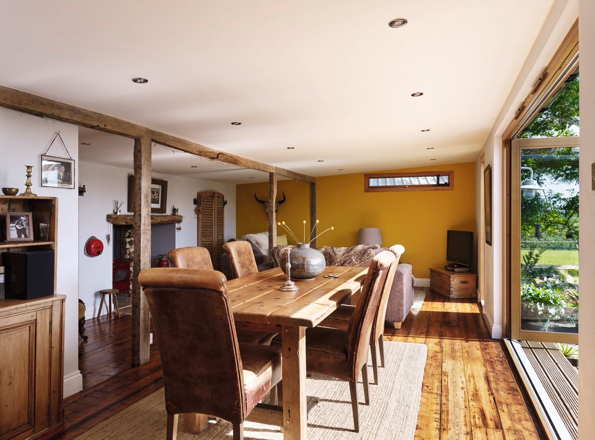sining room in self build home with bifold doors