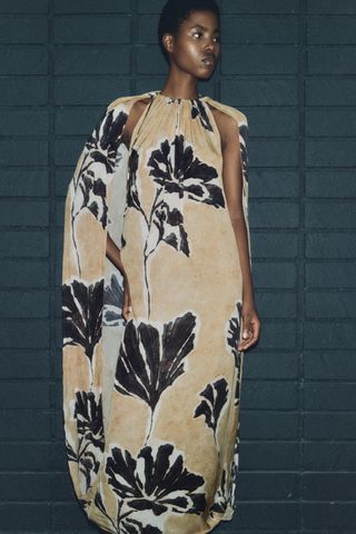 Zw Collection Printed Cape Dress