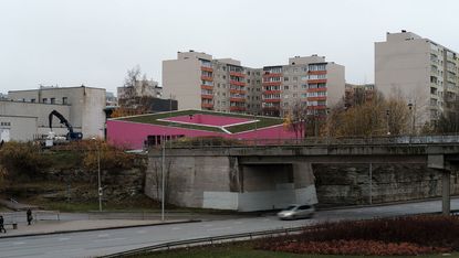 tallinn art hall pink exterior