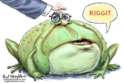 Political Cartoon U.S. William Barr frog riggit