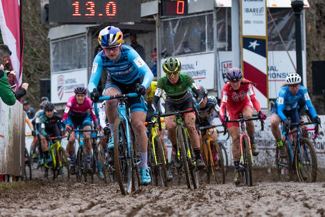 Ellen Noble takes the hole shot