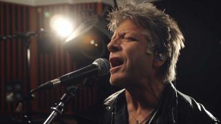 AI-generated image of Jon Bon Jovi in the studio