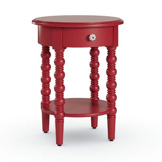 Dunelm red side table with bobbin legs