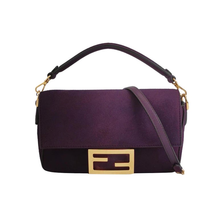 Fendi French Mini Purple Suede Gold Hardware Off-Road Bag