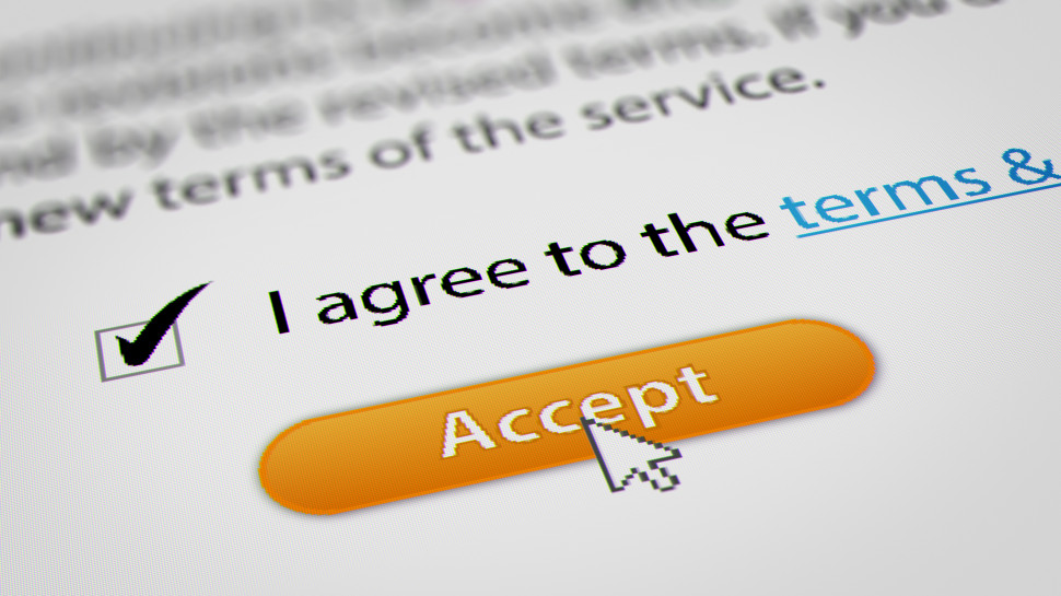 An Accept button agreeing to Terms and Conditions