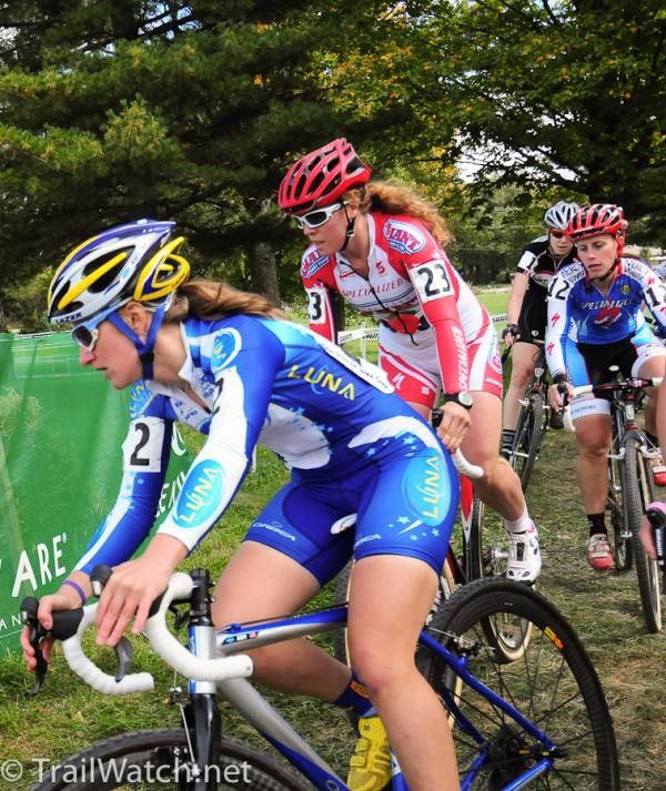 Amy Dombroski (Luna Pro Team) riding in the top ten early in the race