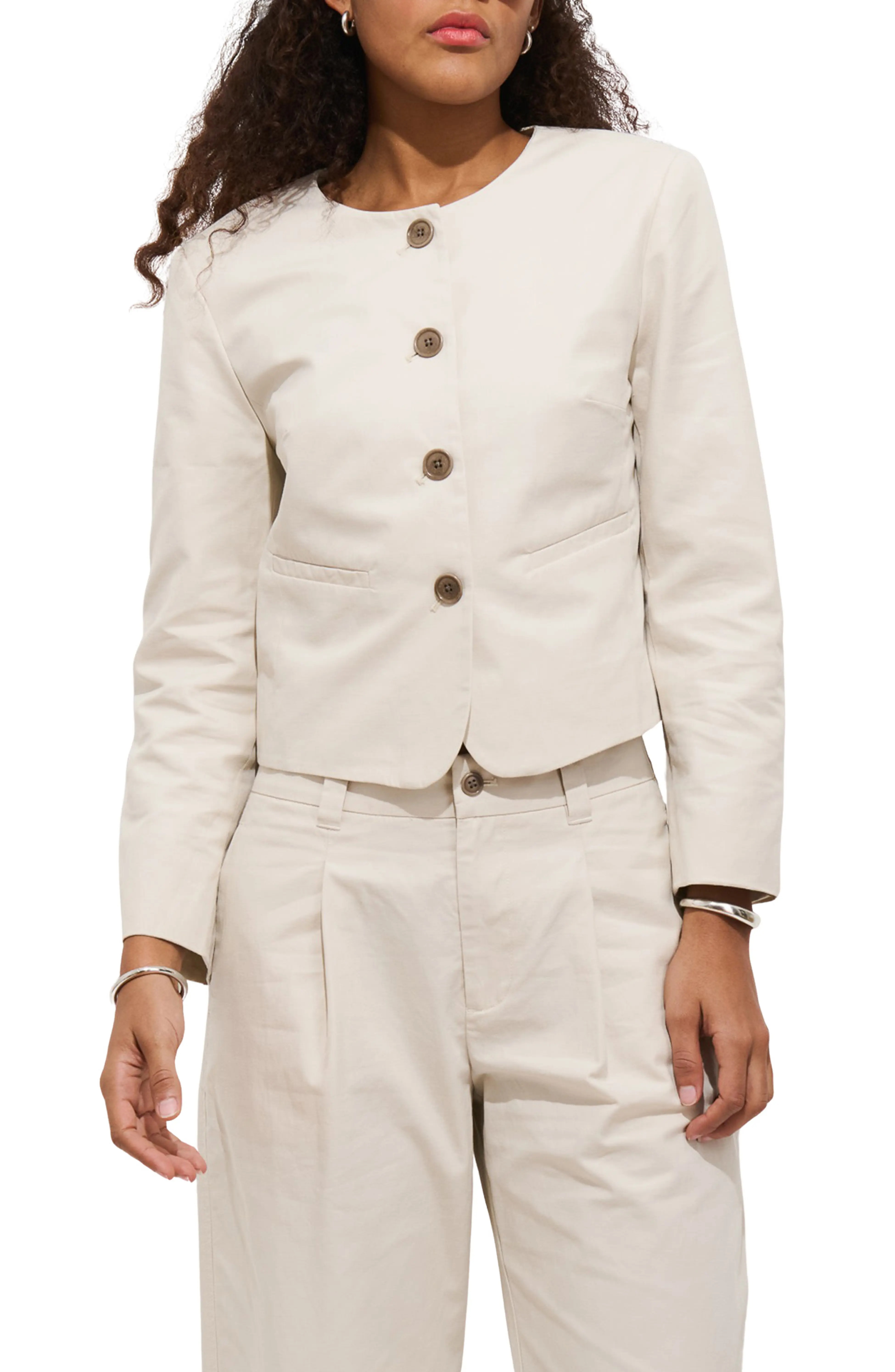 Alex Mill, Soho Collarless Cotton &amp;amp; Linen Jacket