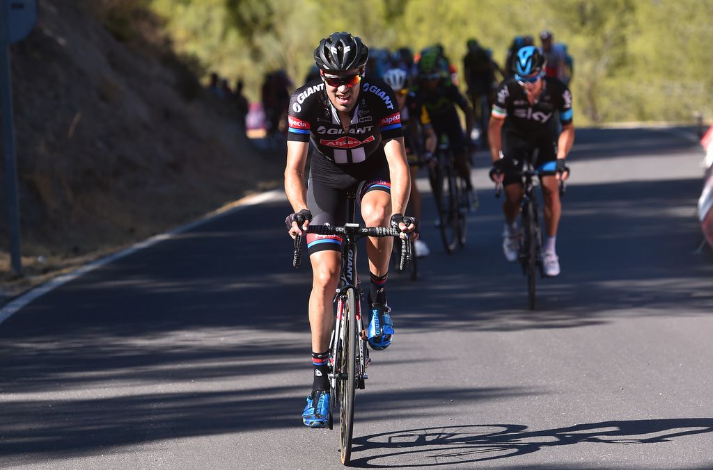Tom Dumoulin (Giant-Alpecin) hits out on the final climb of stage 2