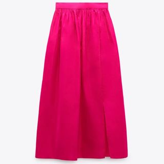 pink midi A-line skirt