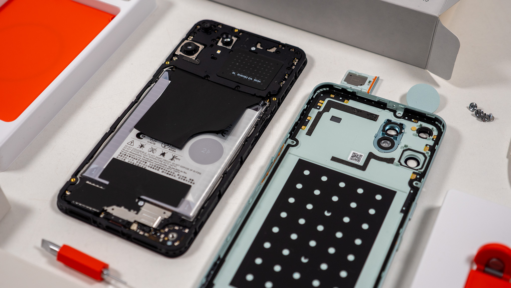 A CMF Phone 2 Pro with its back removed