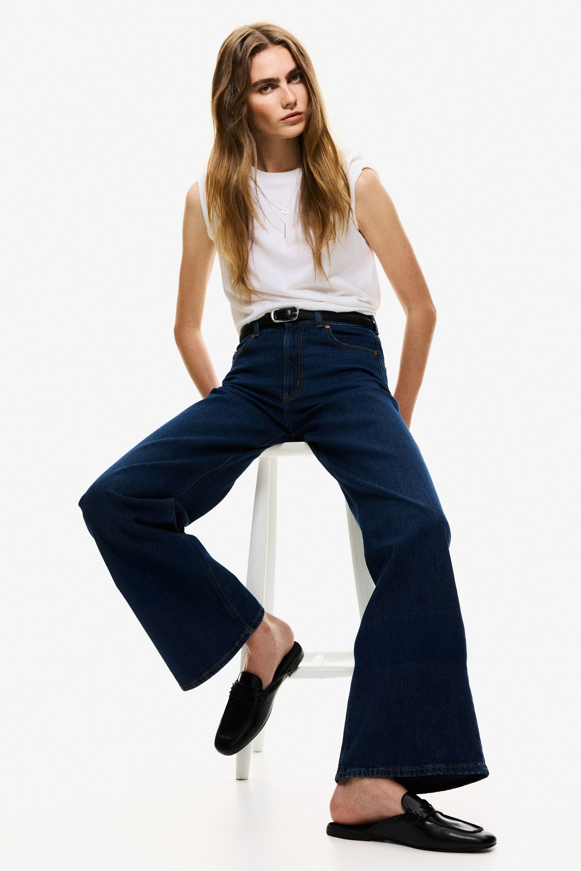 Harper High Rise Wide Leg Jeans - Denim Blue