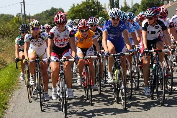 Race leader Diana Ziliute (Safi) rode near the front of the bunch most of the day.