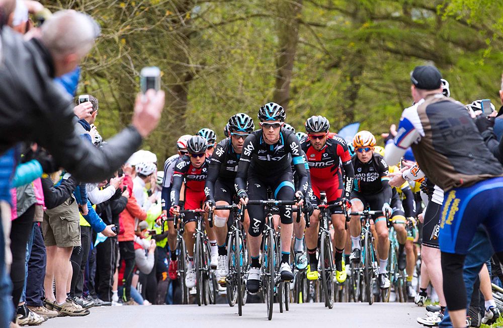 The peloton during stage 1 at the Tour de Yorkshire