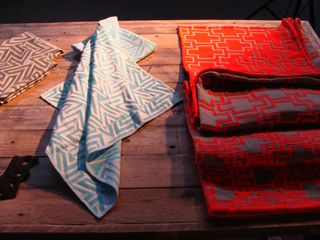 Graphic textiles are made into scarves