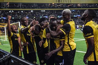 Young Boys celebrating their last minute winner over Manchester United 