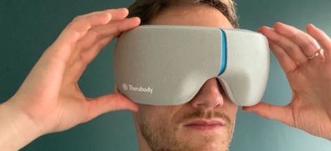 Therabody SmartGoggles worn by review author