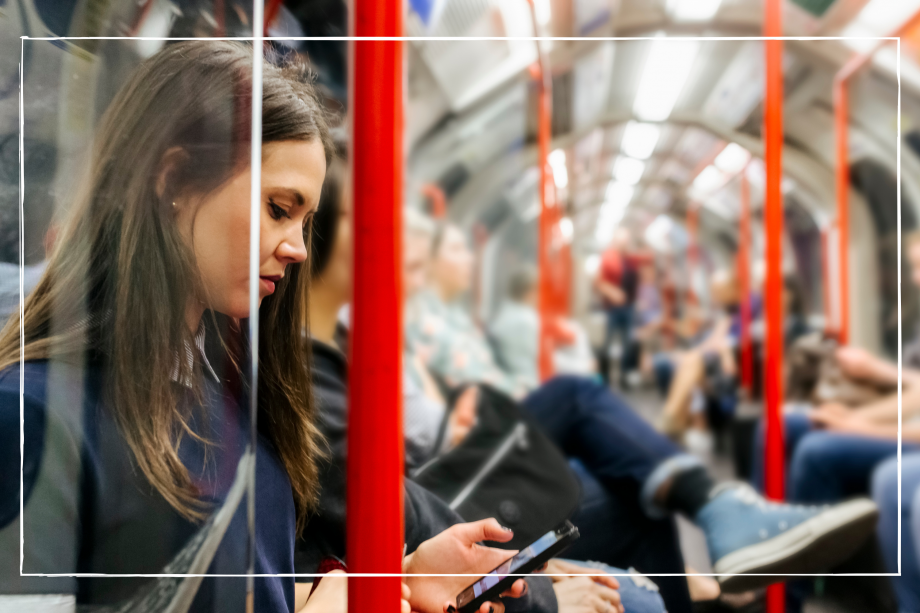 a close up of a woman on a tube