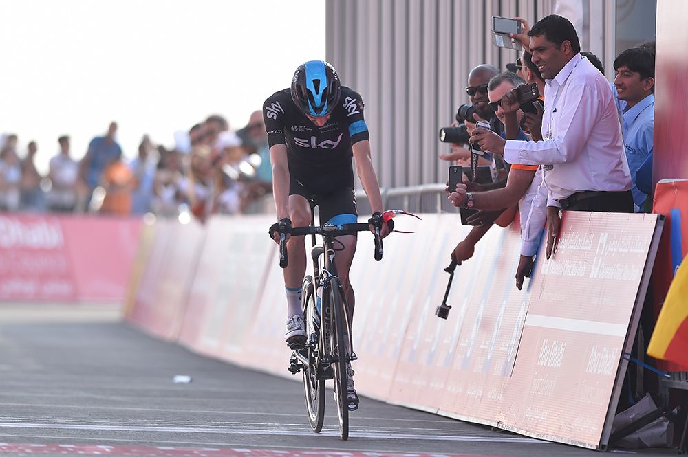 Wouter Poels (Team Sky) limps over the line on stage 3