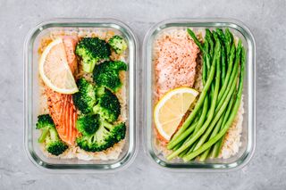 A woman meal prepping to eat for a menopause diet
