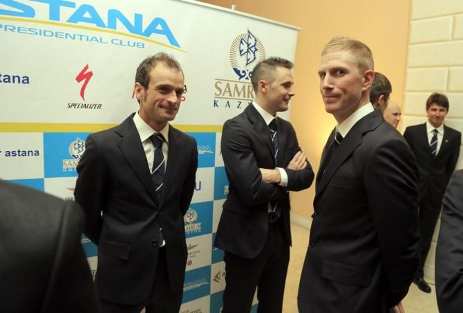 Michele Scarponi and Lieuwe Westra at the Astana Pro Team presentation