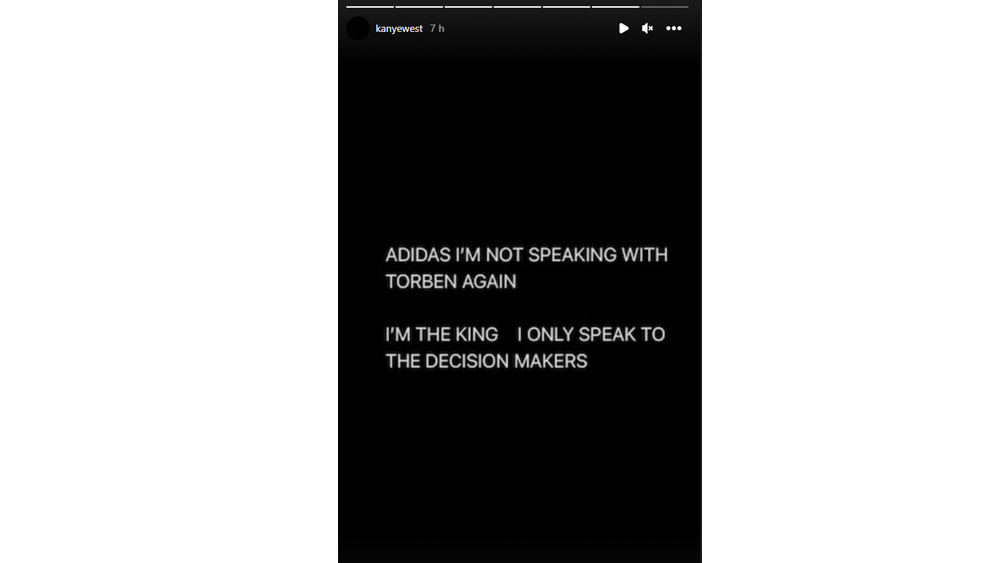 A screenshot of Kanye West's Instagram Stories