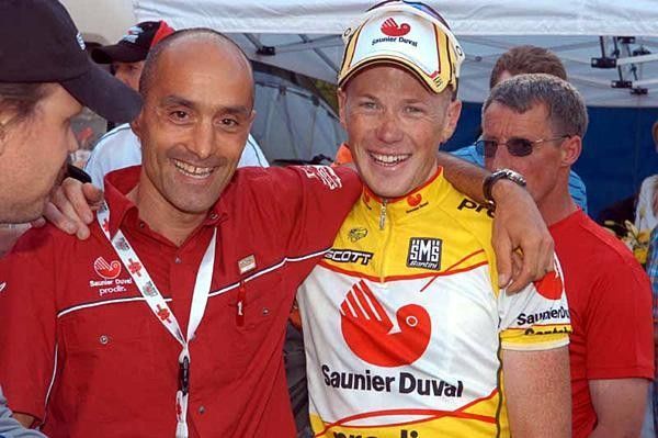 Chris Horner (Saunier Duval) with his director Mauro Gianetti