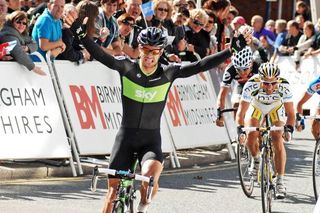 Greg Henderson (Team Sky) races to a stage 2 victory in Stoke