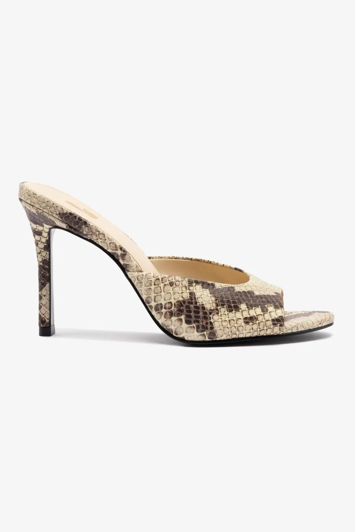 Larroude, Jasmine Hi Mule in Snake Printed Neutral