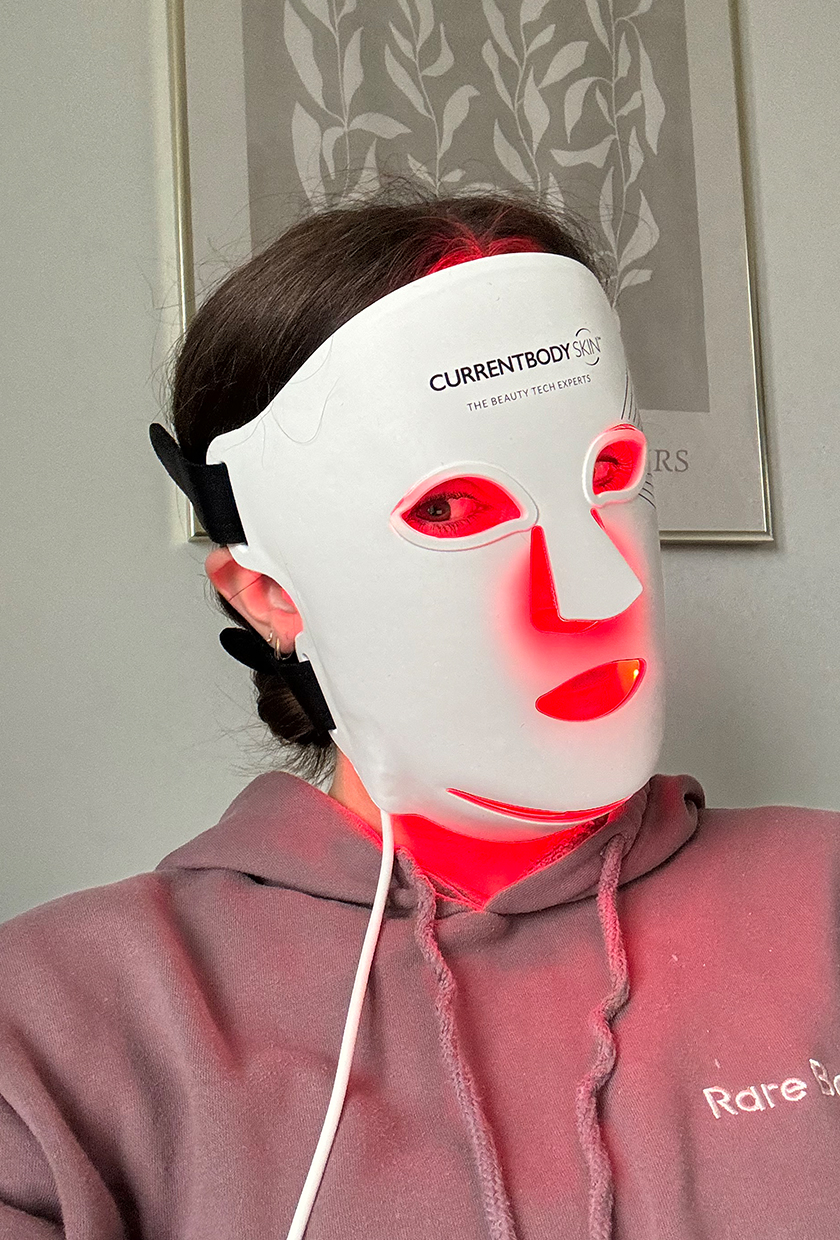 Beauty editor Eleanor Vousden wearing the Currentbody Series 2 LED Mask