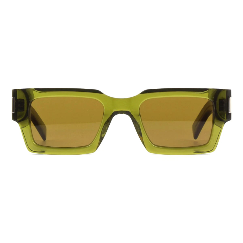 saint laurent green rectangular sunglasses