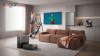 Various products arranged in a living room environment