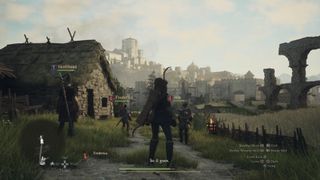 Dragon's Dogma 2 screenshot showing a party in a large city
