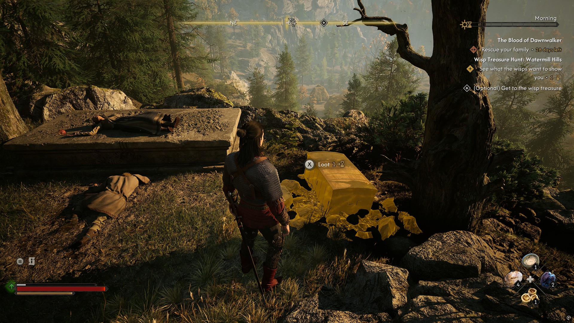 Coen stands by a chest preparing to spend an hour opening it in The Blood of Dawnwalker