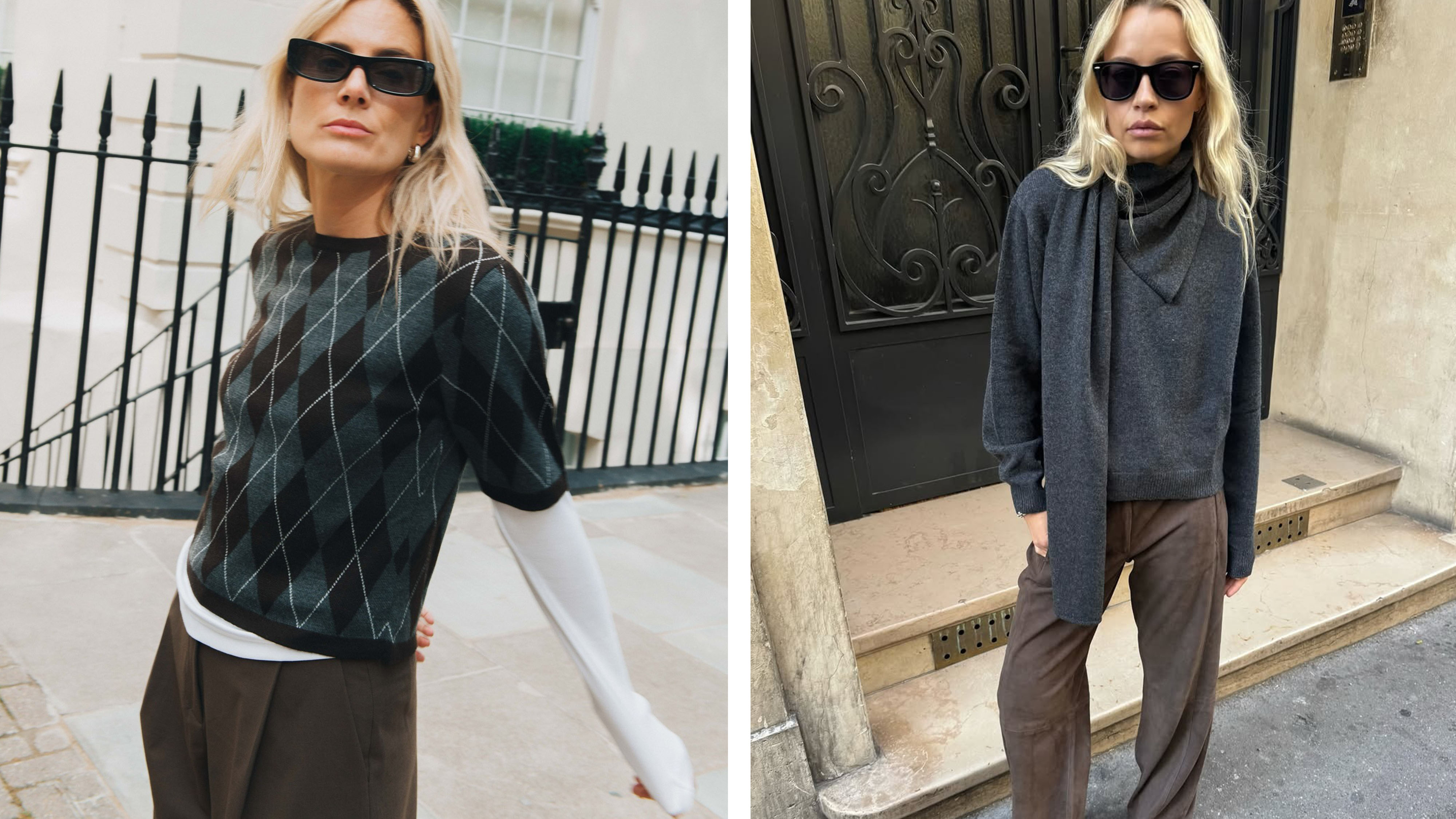 Women in fall sweaters. 