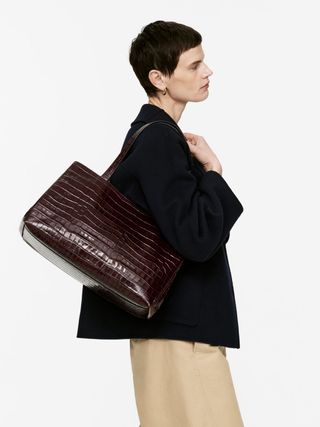 Croc-Effect Leather Tote