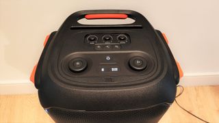 JBL Partybox 710 review: top panel on a speaker with buttons and dials