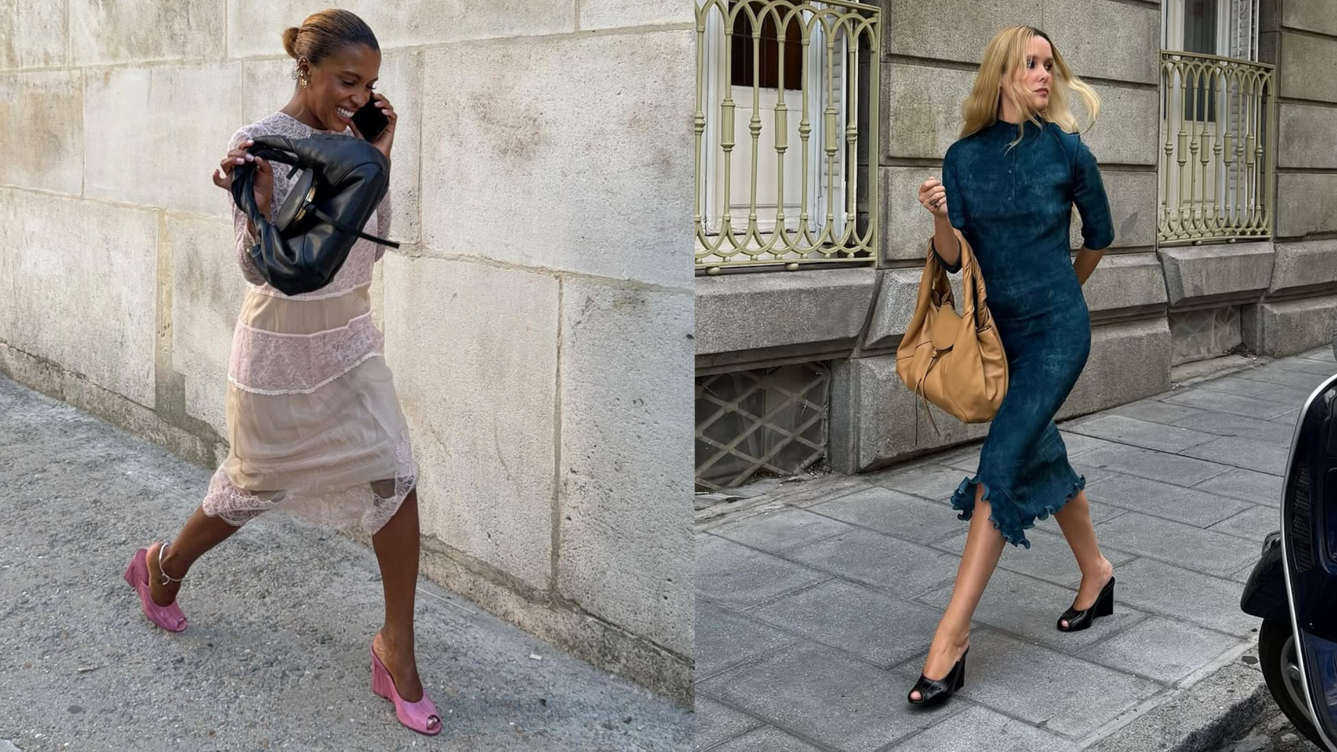 woman wearing wedge heels outfit fall 2025